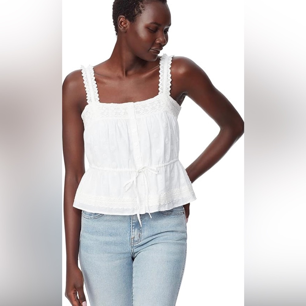 Sam Eldeman Adeline Women's White Lace Trim Top